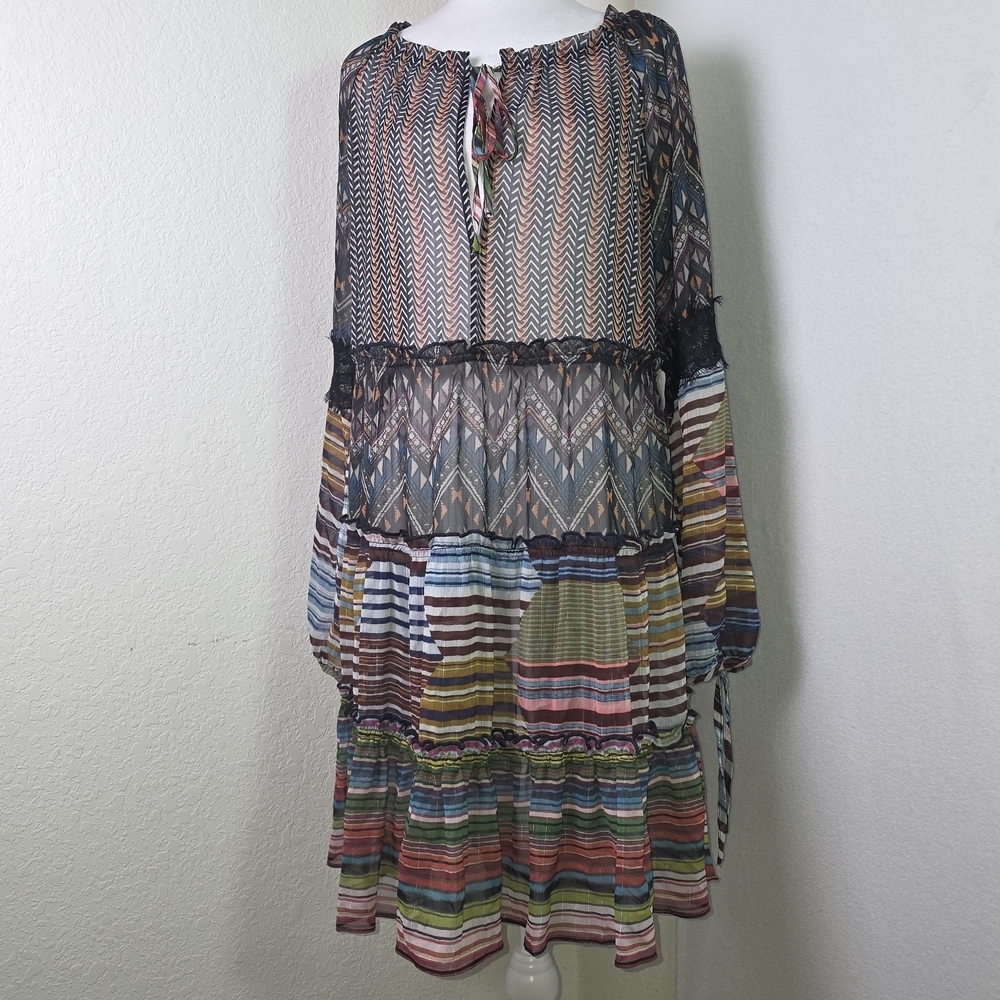 Desigual Multicolor Boho Patchwork Tiered Sheer D… - image 1